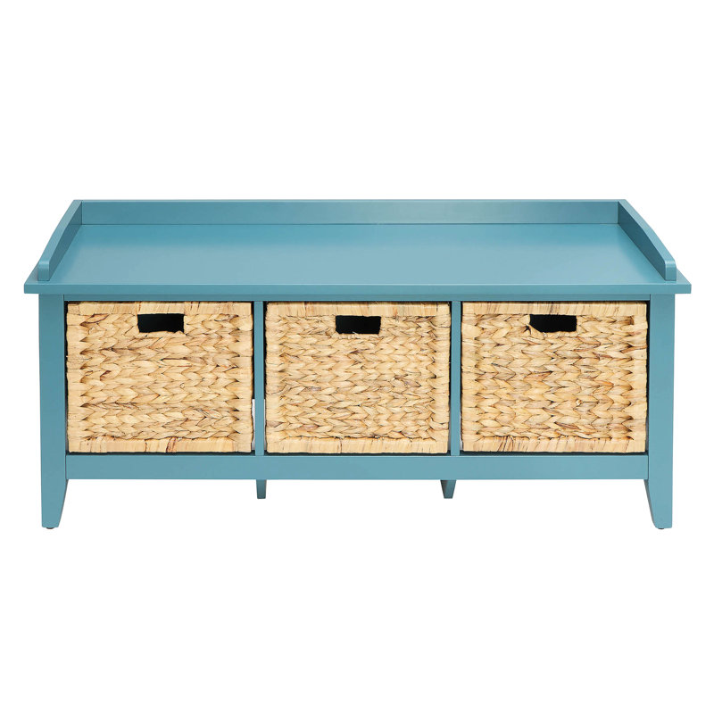 Banc de chambre en bois sarcelle avec rangement de tiroir - Polyvalent et fonctionnel