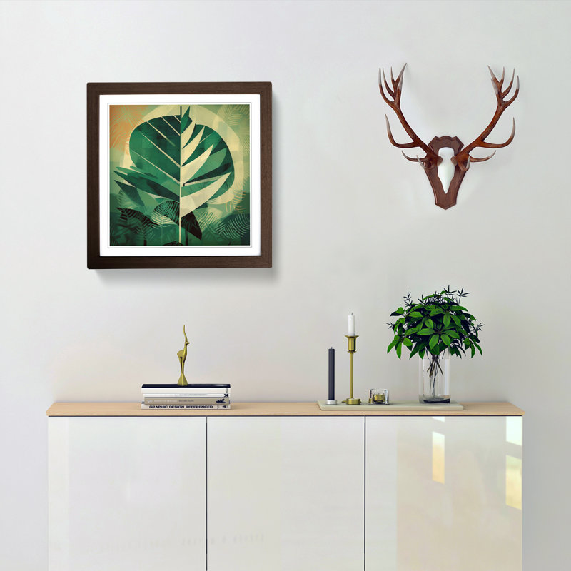 Tropical Leaf Constructivism No.1 - Framed Print, Walnut