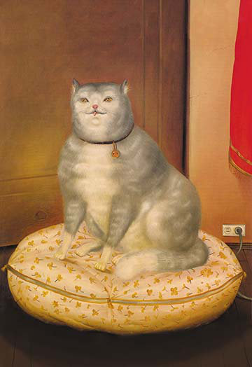 Reproduction d’art sur oreiller en chat gris