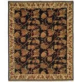 Wool Floral Area Rug in Brown/Black/Beige