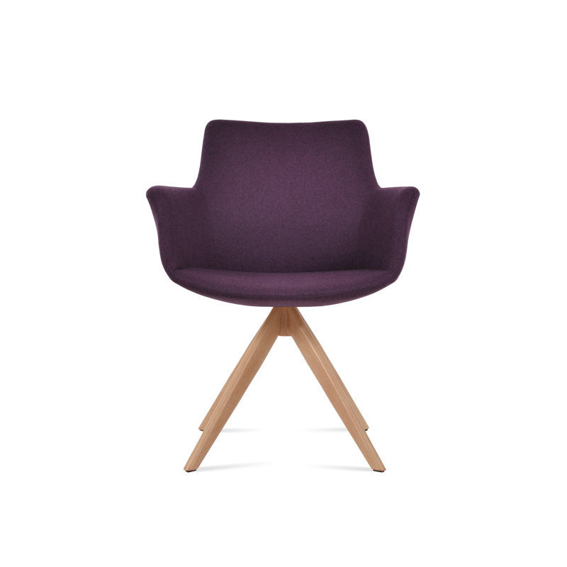 Chaise avec accoudoirs pivotante Bottega, Marron foncé, Naturel