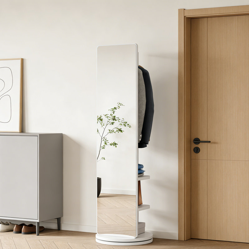 Portemanteau pivotant sur 360 ° avec miroir, Blanc