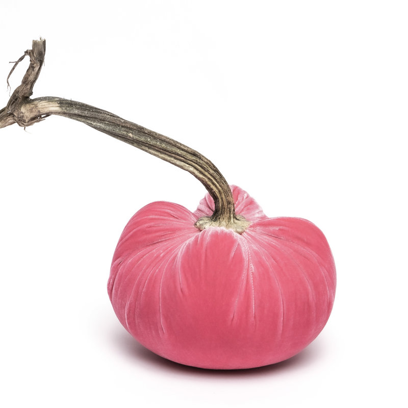 Pink Silk Velvet Pumpkin, 10'' H X 8'' W X 8'' D