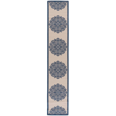 Arneshia Beige/Navy Indoor/Outdoor Area Rug