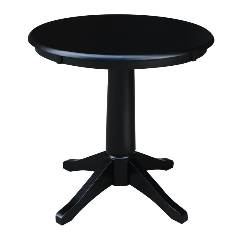 Imilia Solid Wood Pedestal Dining Table, Black, 29.9" H x 30" L x 30" W