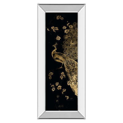 GiIded Peacock Elegance Wall Art - 18in x 42in - Mirrored Frame