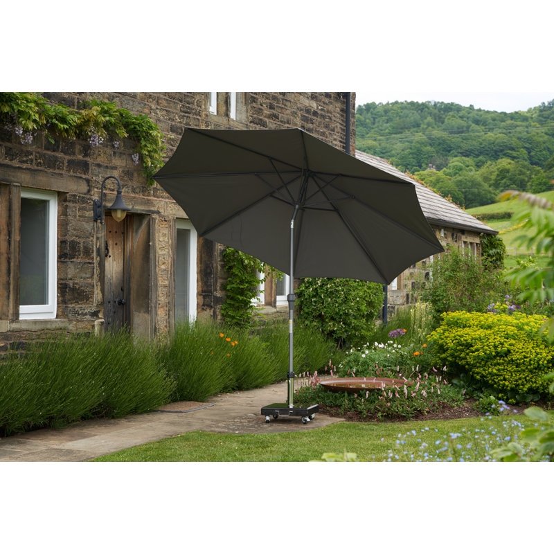 Hatten Riva Traditional Round Parasol, Grey, 262cm H x 350cm W x 350cm D