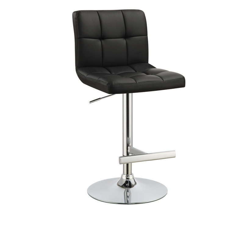 Wendin Square Pattern Adjustable Height Swivel Bar Stool, Set Of 2, Black