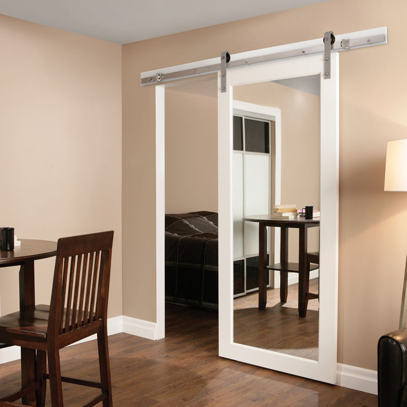 Stainless Steel 96" Bent Strap Flat Track Barn Door Hardware Kit