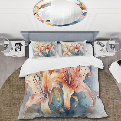 Ensemble de housse de couette orange Lily Symphony I Bedding