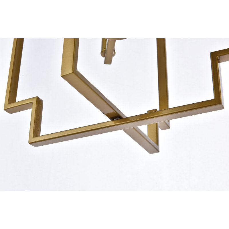 Luminaire suspendu géométrique à 4 lumières Gaylesville, Laiton