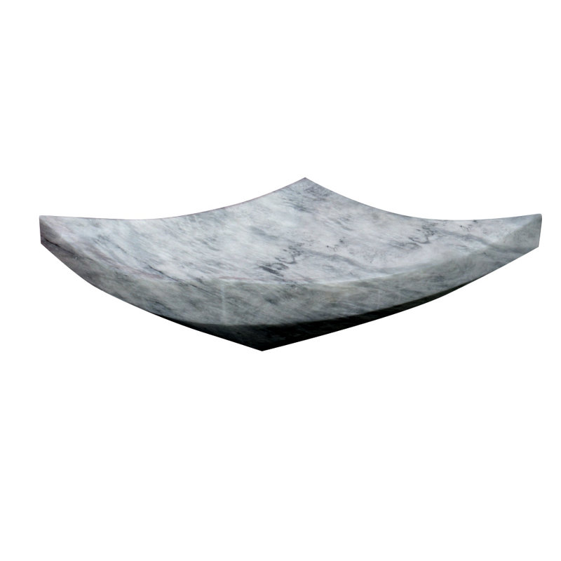 18” Badal Gray Marble Rectangular Vessel Sink – Natural Stone Bathroom Vanity Basin – Modern Luxury Stone Sink for Powder Room & Master Bathroom
