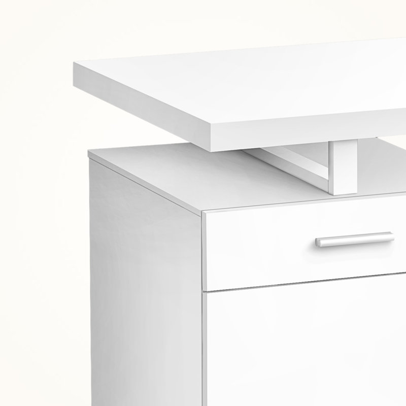 Alena White Finish 1-Drawer Computer Desk with White Metal Leg, 29.73" H X 47.08" W X 23.64" D
