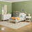 Solid Wood 4-Piece Spindle Vivienne Twin Bed with Walker Edison Easy Assembly 1-Drawer Nightstand, 6-Drawer Dresser, and Short Bookshelf-111301197