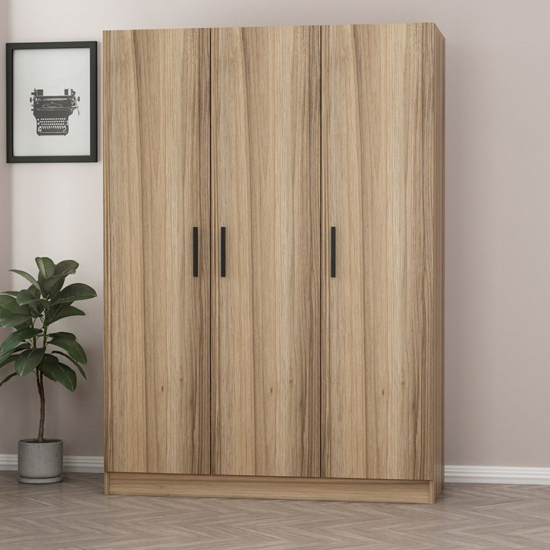 Traditional Wardrobe, Oak Finish, 53.1 x 74.8 x 20.5 inches | 100% Melamine Coated Particle Board, Thickness: 0.7 inches | Spacious Storage Solution for Clothing & Accessories, Elegant Design for Any Bedroom