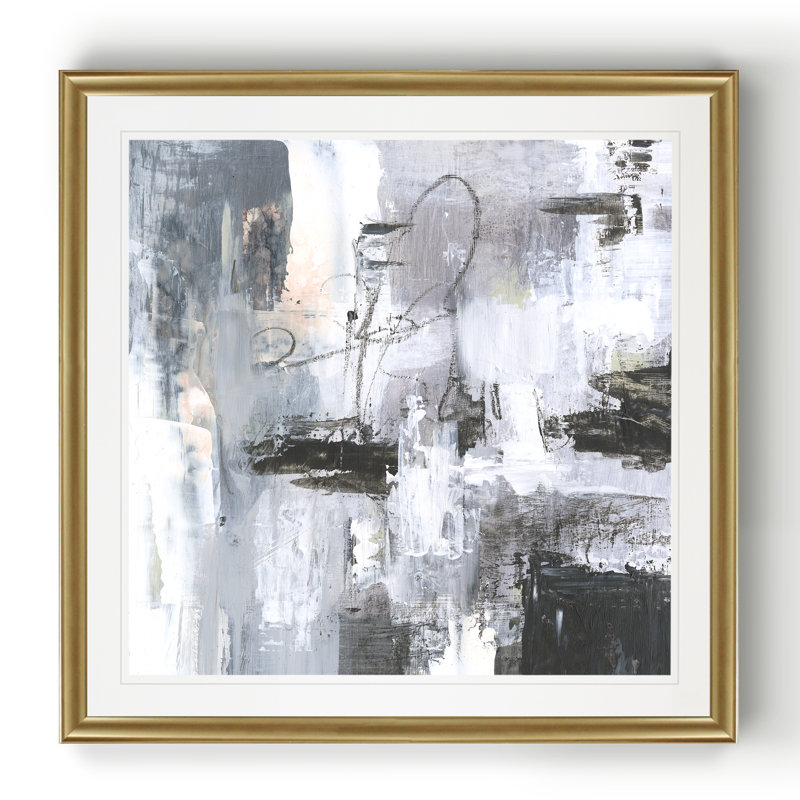 « cinder composition i »-reproduction d’art sur toile, Cadre doré, H 26,5 po x l 26,5 po x P 1,5 po