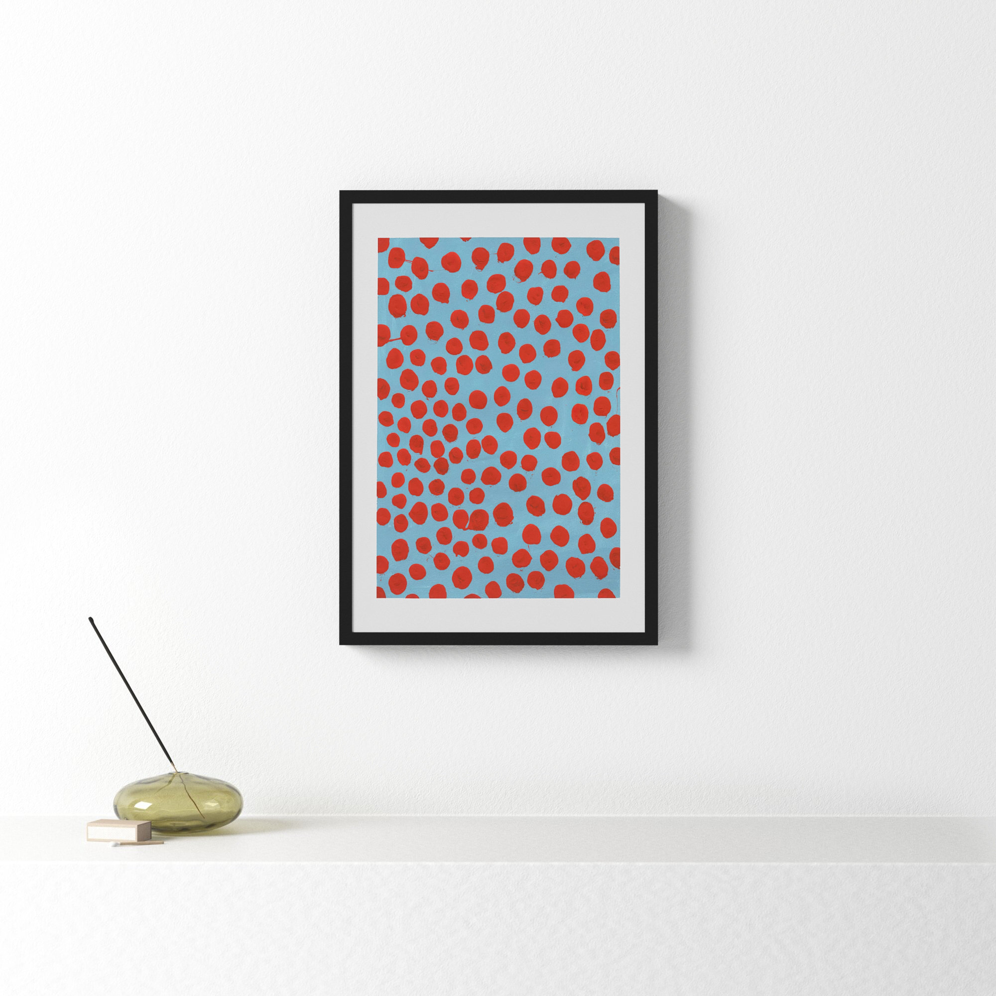 Orient Red On Blue Gray by Michela Sorrentino, Black, 20" H x 14" W x 1.25" D