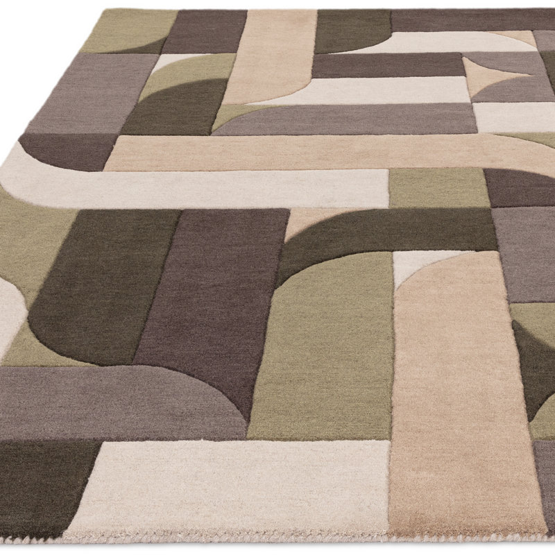 Brinlie Geometric Wool Hand Tufted Area Rug, Rectangle 120 x 170cm