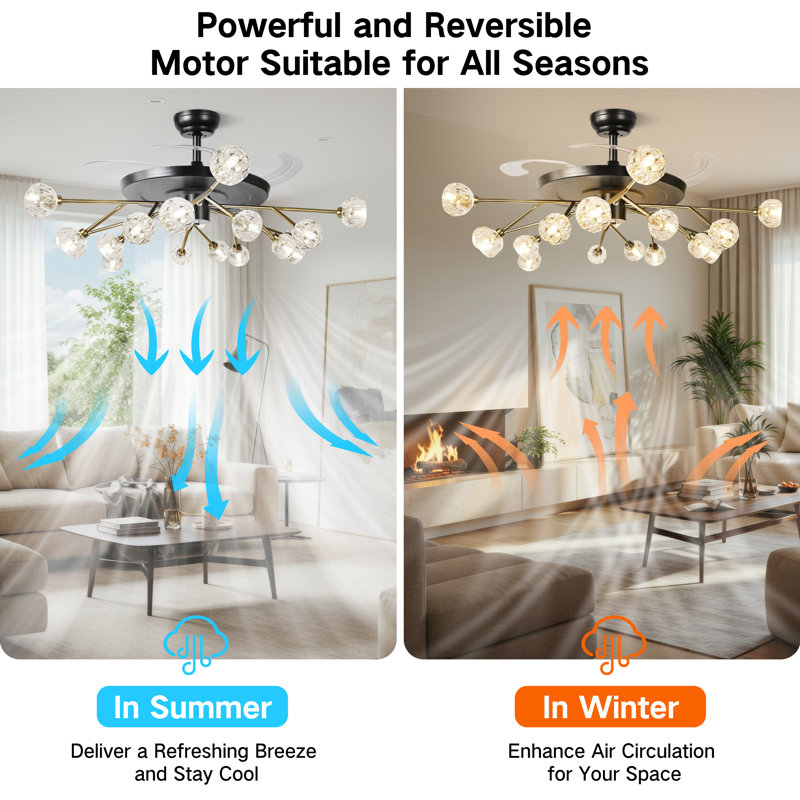 42"Modern Linear Ceiling Fan With Light And Remote Control