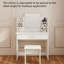 Coiffeuse avec tiroirs de rangement, tabouret assorti avec miroir