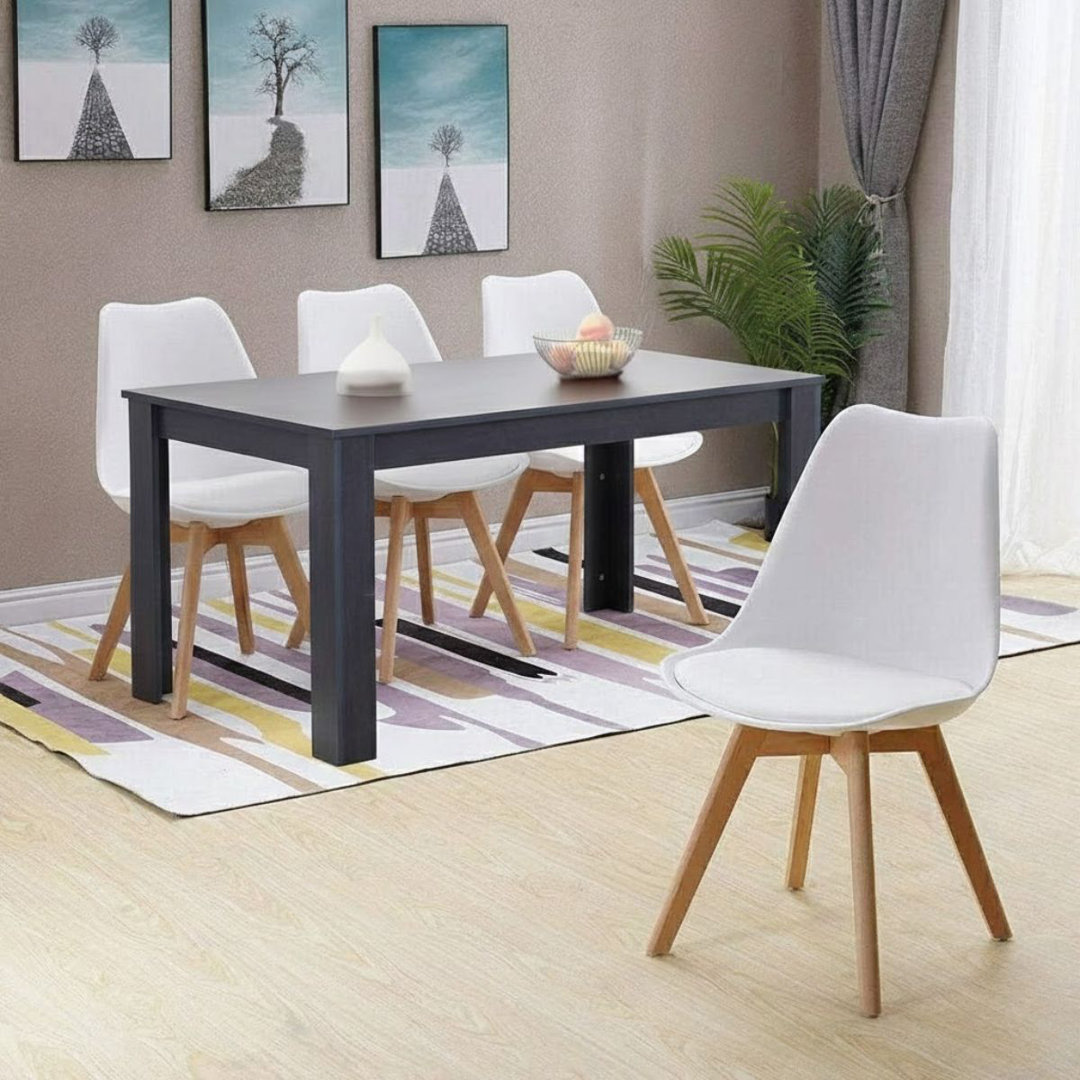 Kosy Koala 4 Seater Dining Set Faux Leather Arrow Design Charcoal and White - Image 3