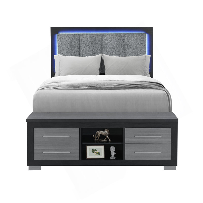 Lit Messa, Lit double, Noir/gris