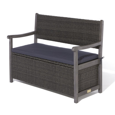 Rowlinson Alderley Rattan Storage Bench - Grey