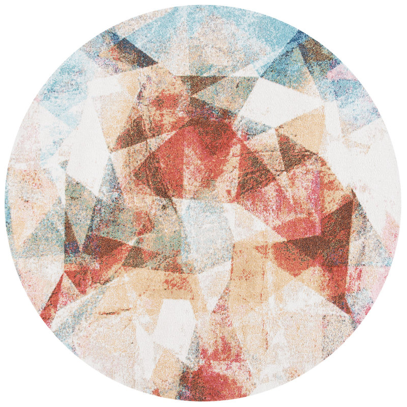 Zahra Performance Geometric Rug, Round 6'7"