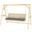 Balancelle d'extérieur avec système de chaîne réglable, assise rembourrée épaisse et tablette de rangement latérale avec structure en bois de sapin, siège large, tablettes de soutien