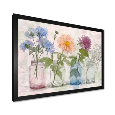 Country Home Assorted Bouquets Of Wildflowers - Bouquets Canvas Print, Green Floral Wall Art