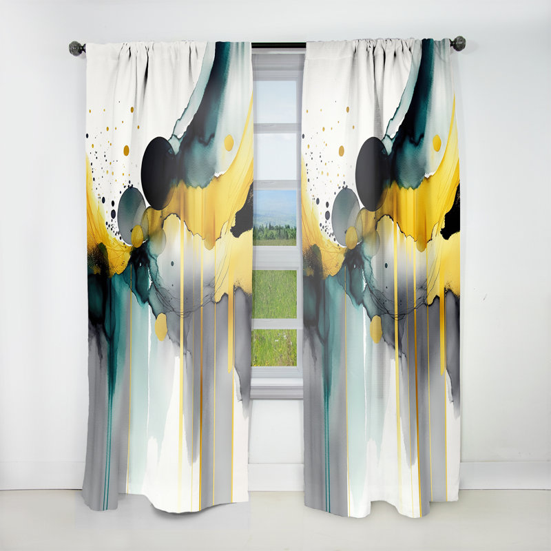 Altmann - Abstract Transitional Shapes II - Modern Curtain - Velvet Room Darkening - 1 panel, 52" W x 120" L
