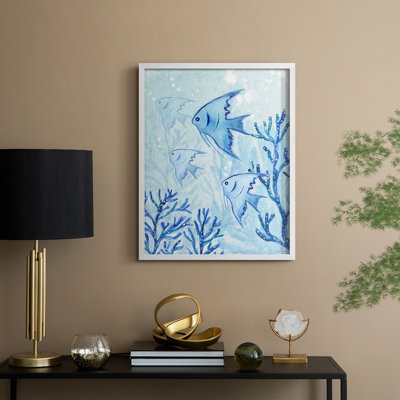 «Angel Fish II», reproduction encadrée - bois massif