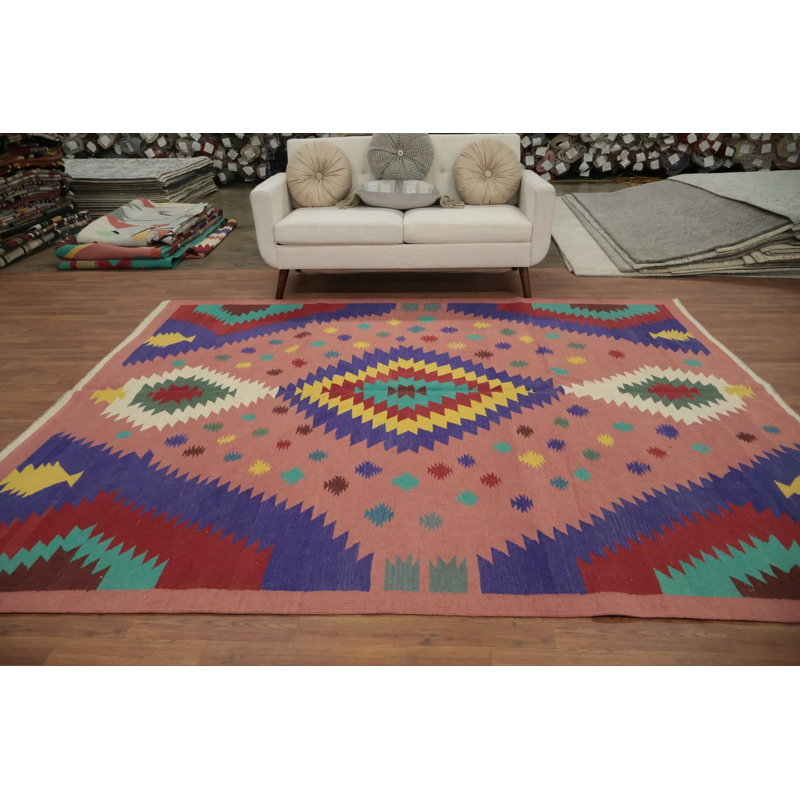 Tapis turc à motif géométrique kilim 8 x 10