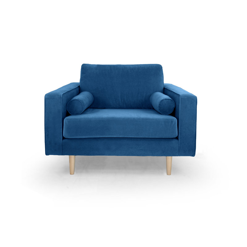Boubacar 105cm Velvet Recessed Arm Sofa, Electric Blue
