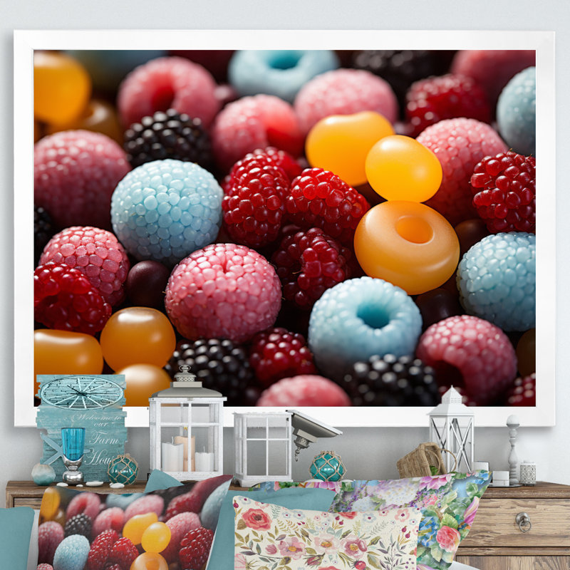 «Colorful Pop Art Candy I», reproduction, H 30 po x l 40 po x P 1,5 po, Cadre simple blanc