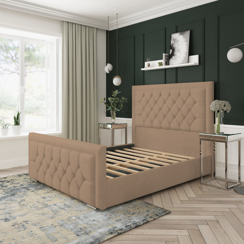Upholstered Bed, Double (4'6), Mink