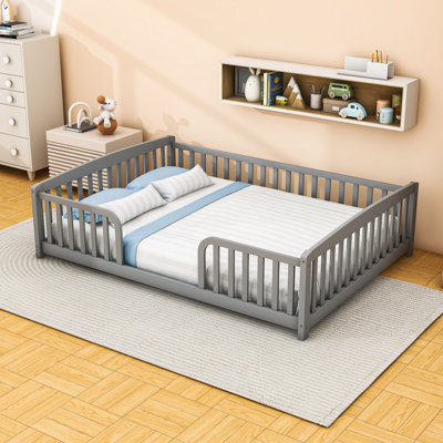 Wood Floor Bed with Guardrails