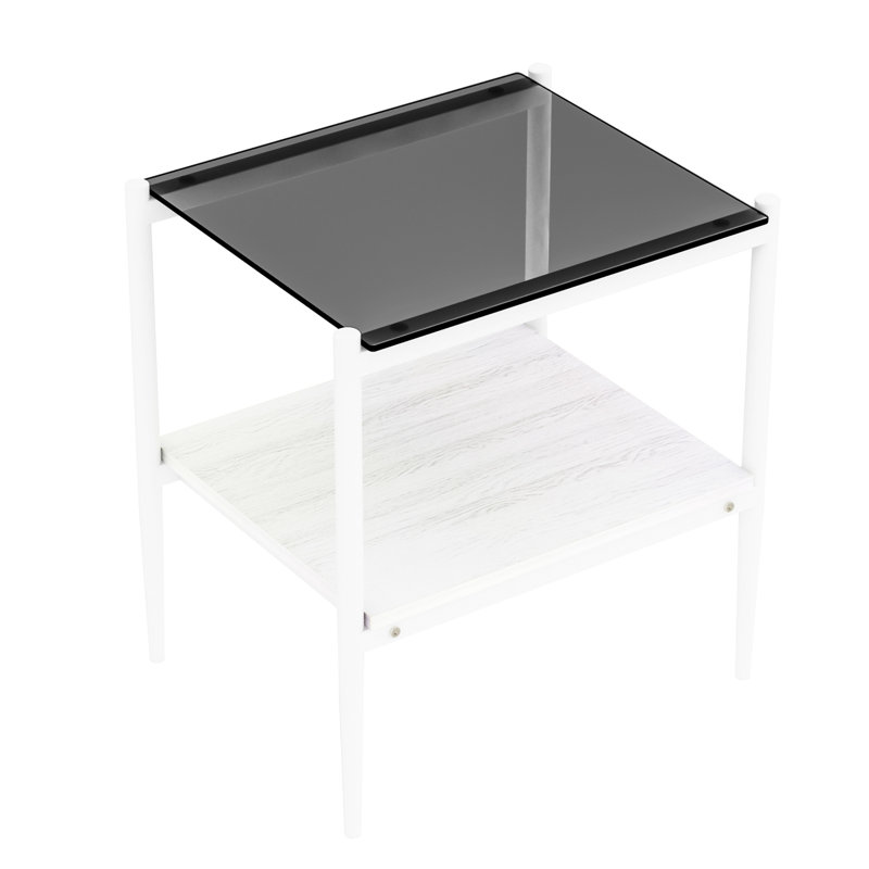 Table basse et tables de bout en verre trempé gris Amrei
