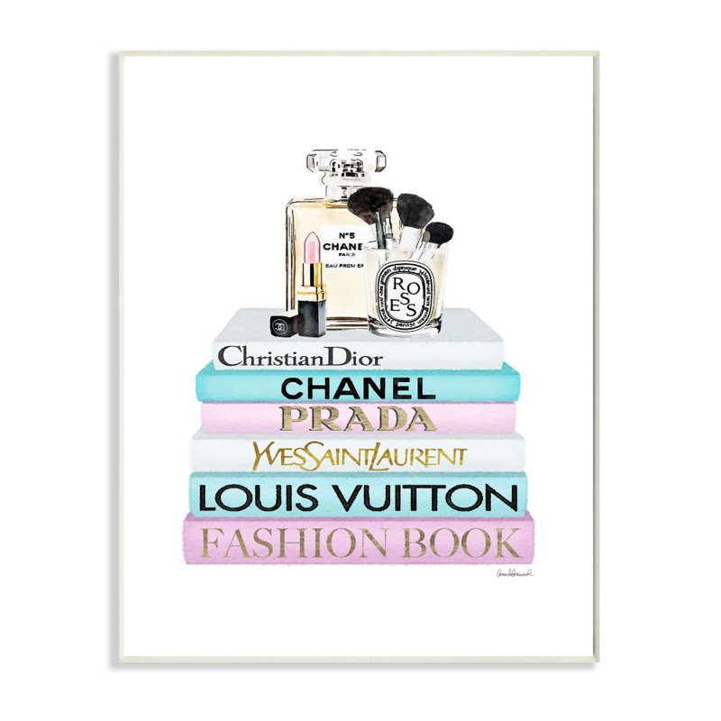 « styleing designer maquillage bookstack blue », impression, Plaque murale, H 15 po x l 10 po x P 0,5 po