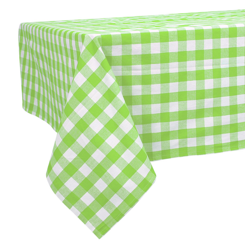 Knopp Plaid 100% Cotton Tablecloth, Green, 108" L x 60" W