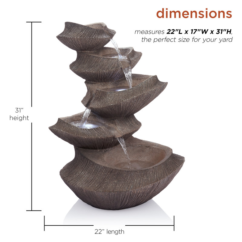 Analayah Outdoor Weather Resistant Floor Fountain with Light