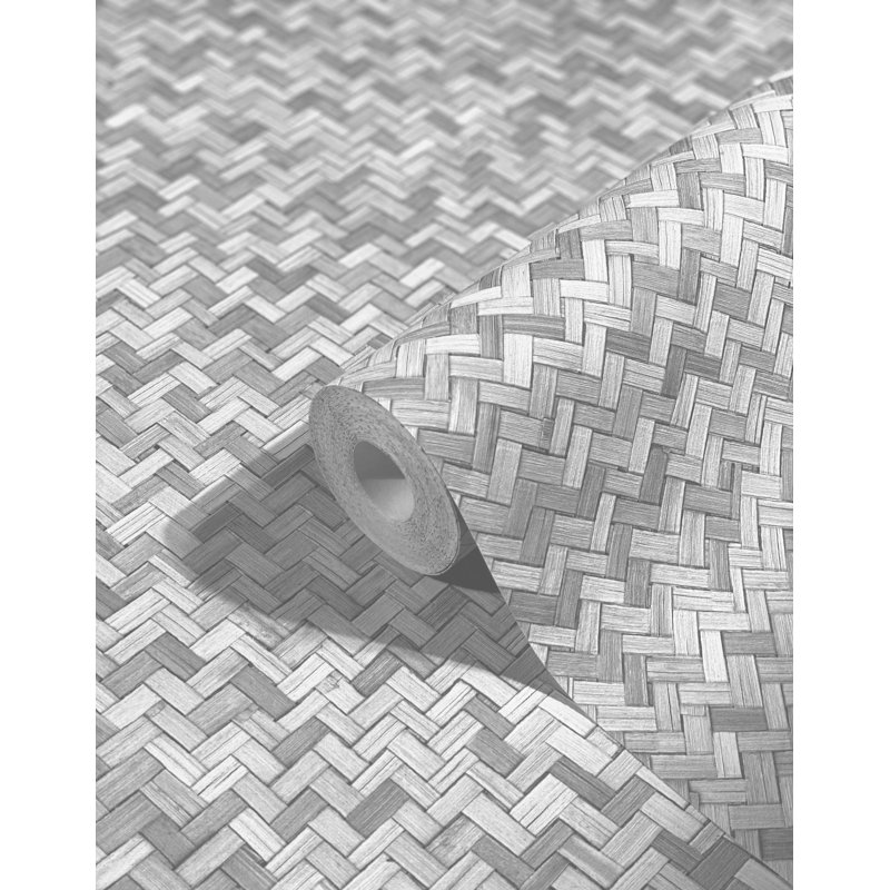 Rouleau de papier peint texturé L 33 pi x l 21 po Jomari, Gris léger / argent