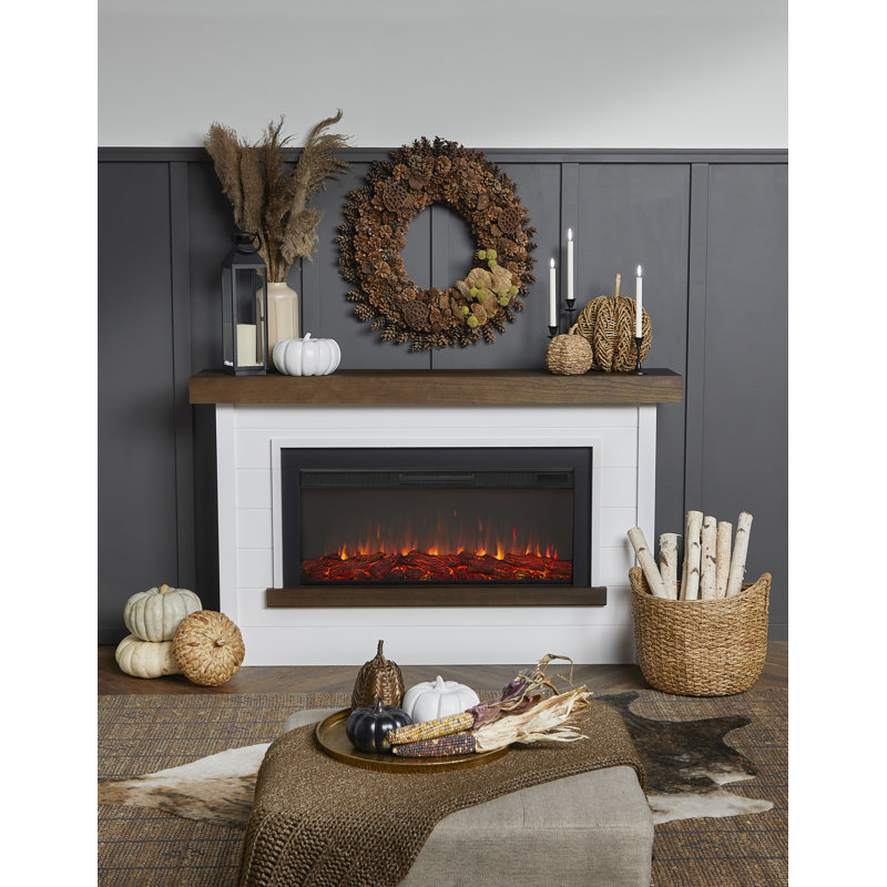 Bernice 67" White Electric Fireplace with Mantel