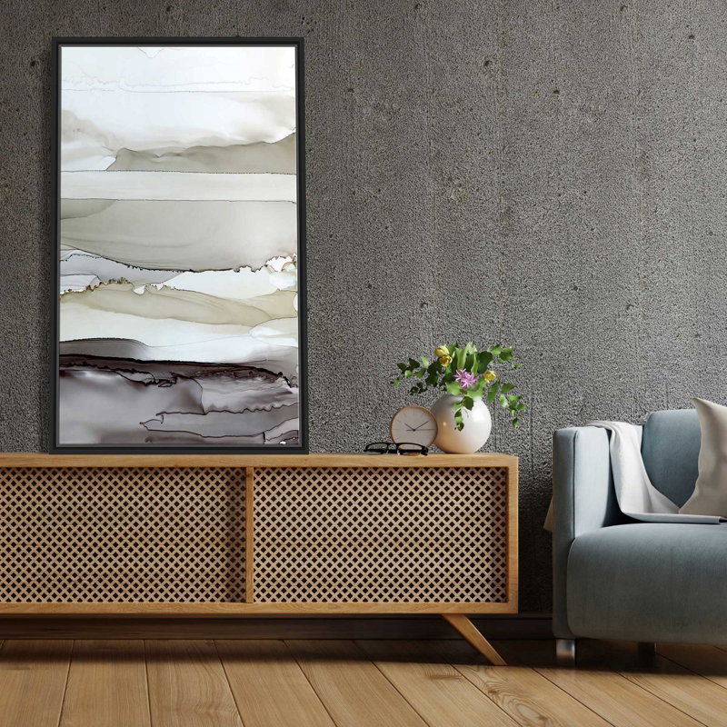 " Shifting Currents II " Painting Print, 39.5" W x 63.5" H, Black Framed