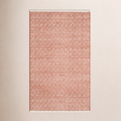Evansdale Orange Hand-Woven Geometric Cotton Rug