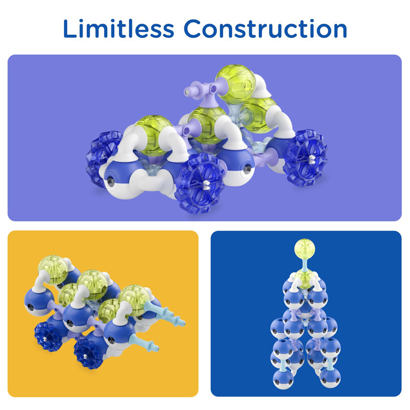 KUB Planète: ensemble de construction magnétique - néon astral - blocs de construction de couleur espace de 100 pièces, clic-construire-jouer, jouet empilable éducatif de tige, enfants 3+