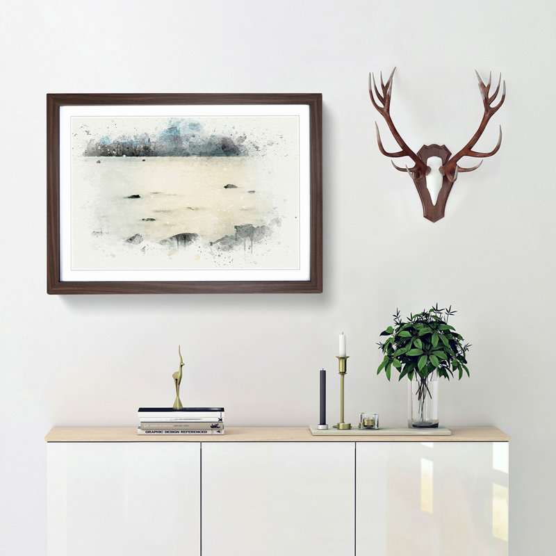 Lake Ullswater in Cumbria in Abstract - Picture Frame Graphic Art Print, 36cm H x 48cm W x 2cm D, Walnut Framed