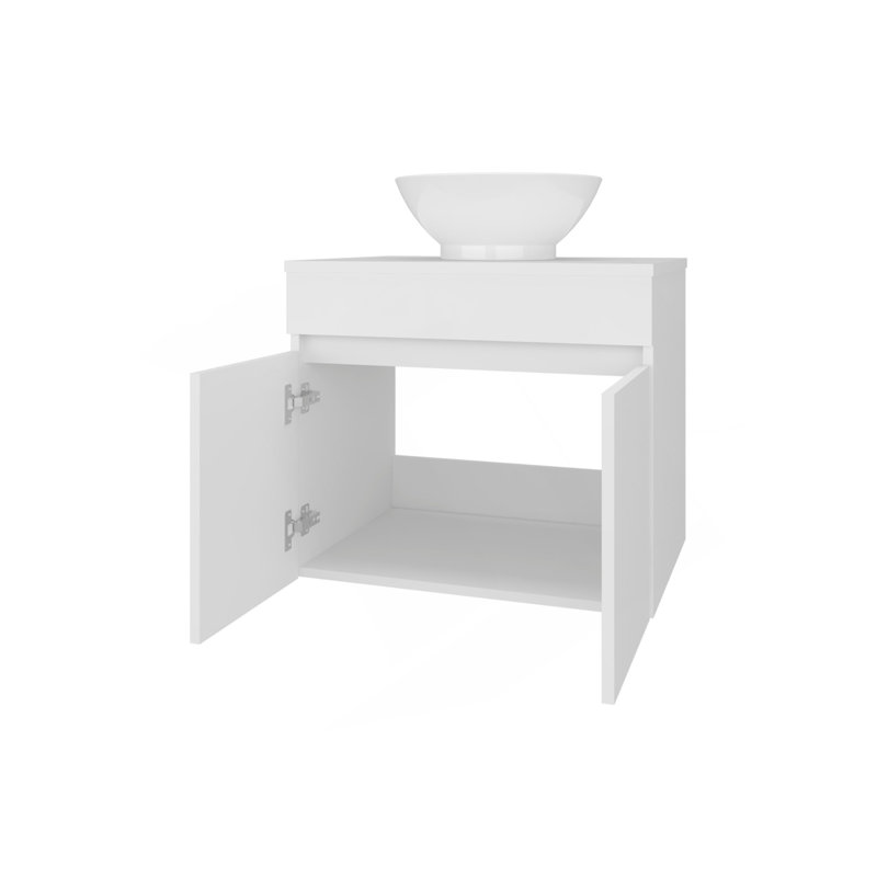 Meuble-lavabo blanc avec 2 portes, Blanc