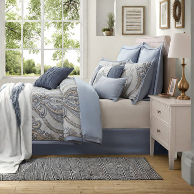 Ensemble de literie pour grand lit double, jacquard en chenille de polyester bleu pour la maison