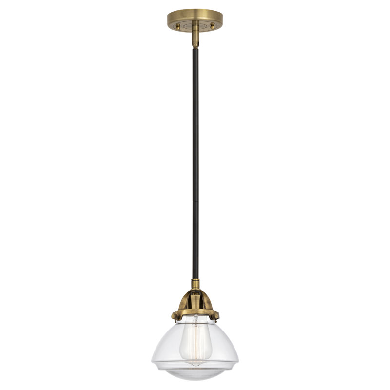 Mini-luminaire suspendu 1 lumière 7 po Nouveau 2 - Almarosa - Ampoule non incluse, Clair, Laiton antique noir